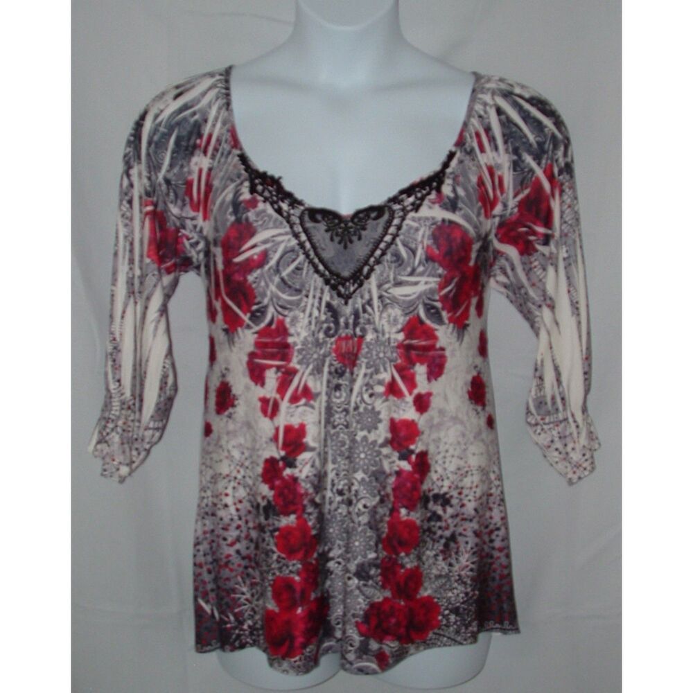 COVINGTON Multicolored Sz Large Sublimation Soft Stretchy Jersey Knit Shirt